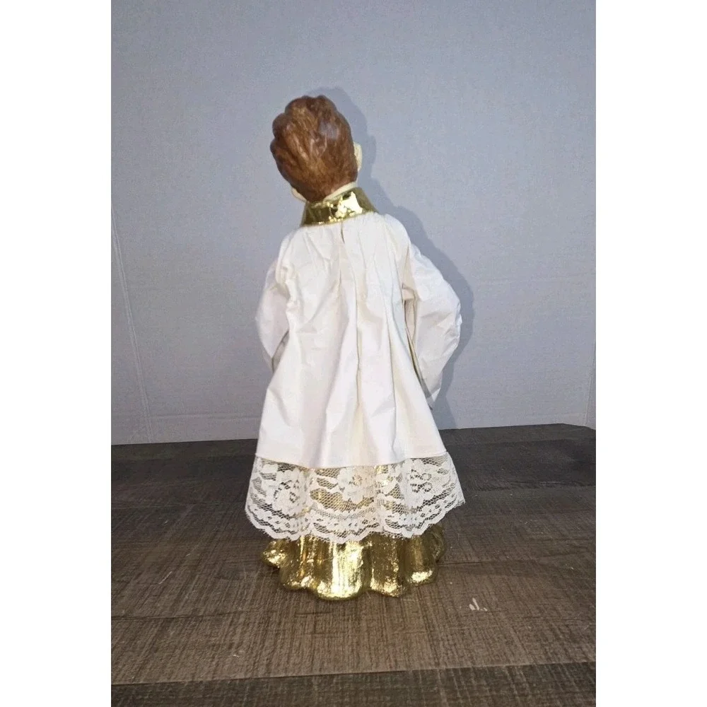 Vtg Dept 56 Papier Mache Choir Boy Figurine White Gold Songbook 1960s Christmas